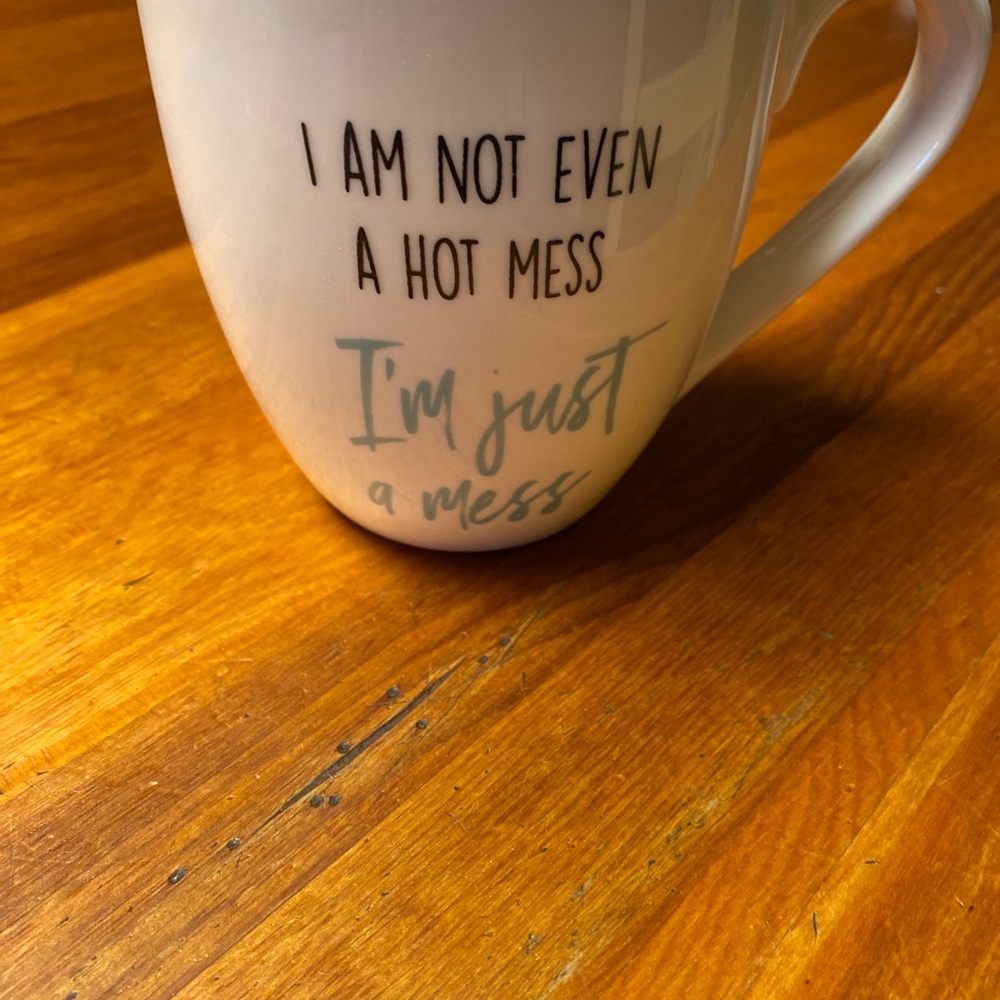 White and Real Ceramic Coffee Mug with Humorous Text
